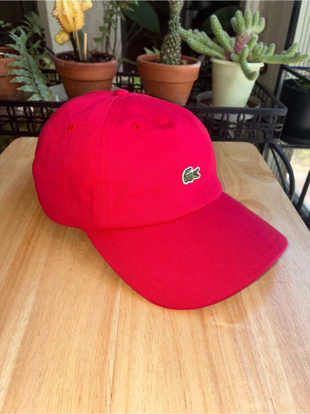 Lacoste Red Classic Cotton Gabardine Baseball Cap Hat Adjustable Strapback
